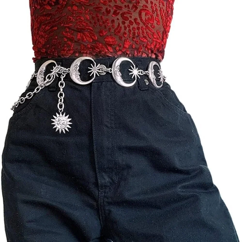 Moon Star Metal Waist Chain Sun Pendant Belly Belt Body Chains Jewelry Accessori